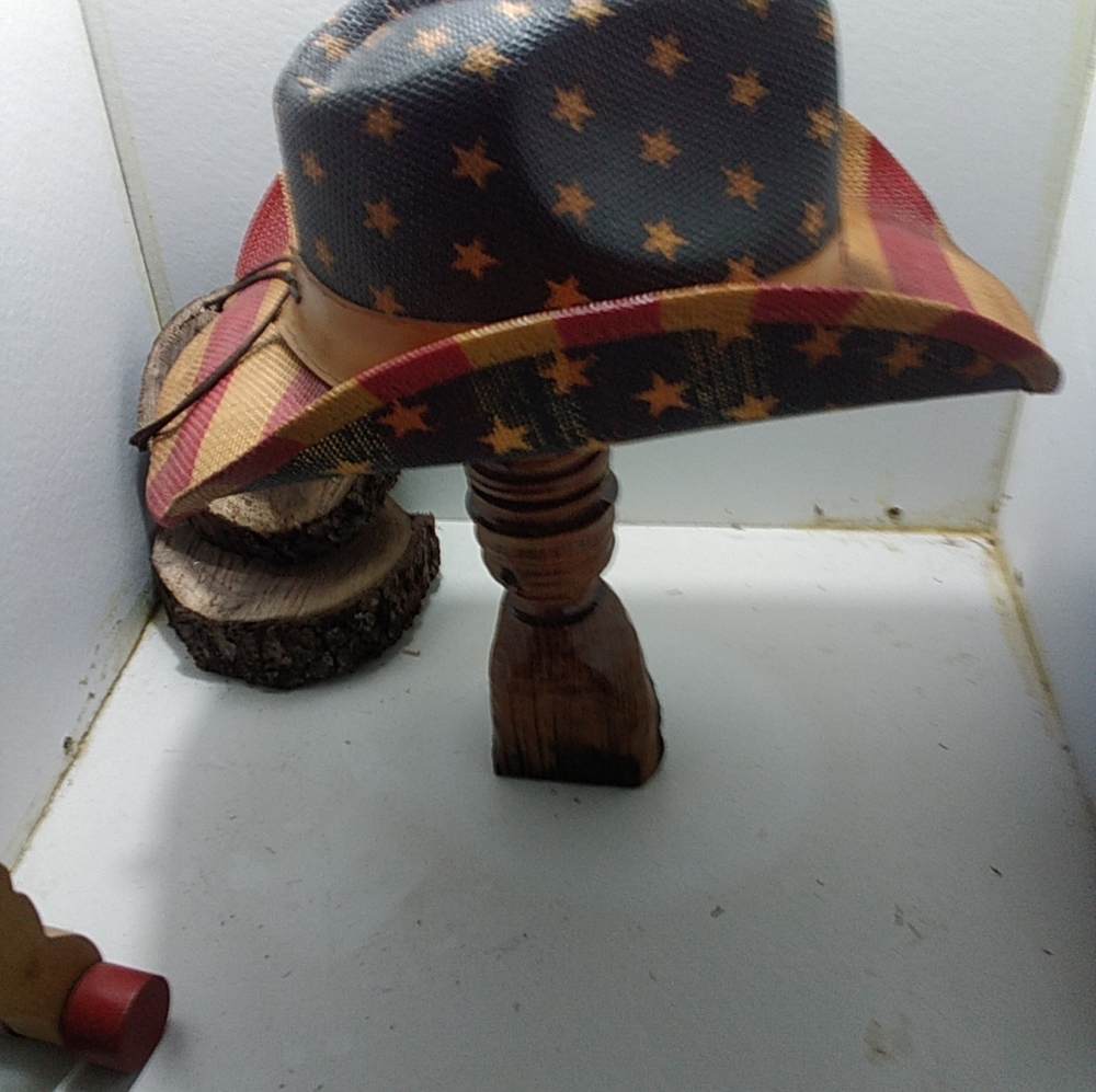 Vammus Men's American Flag  Western Style Cowboy Hat with studded Stars